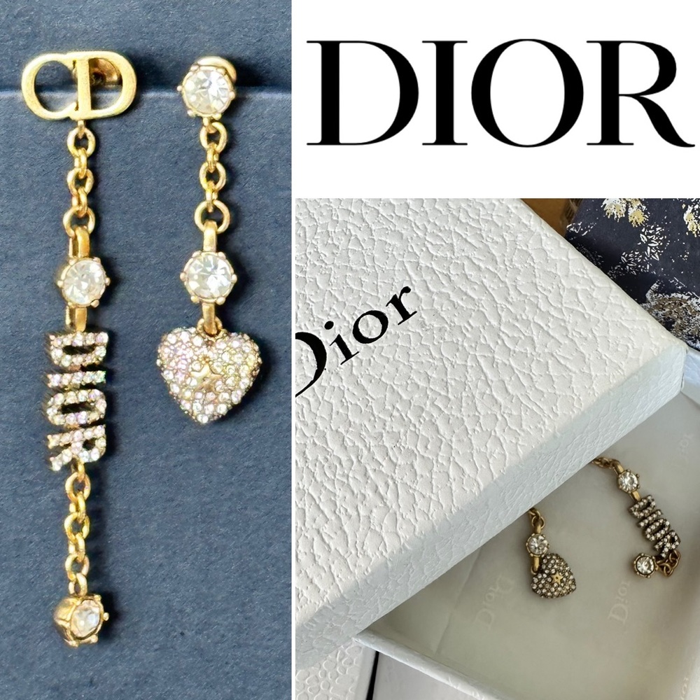 DIOR Tribales Dior Crystal Heart Asymetrical Earrings